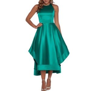 Betsy and Adam Green Satin High Low Gown Sz 10